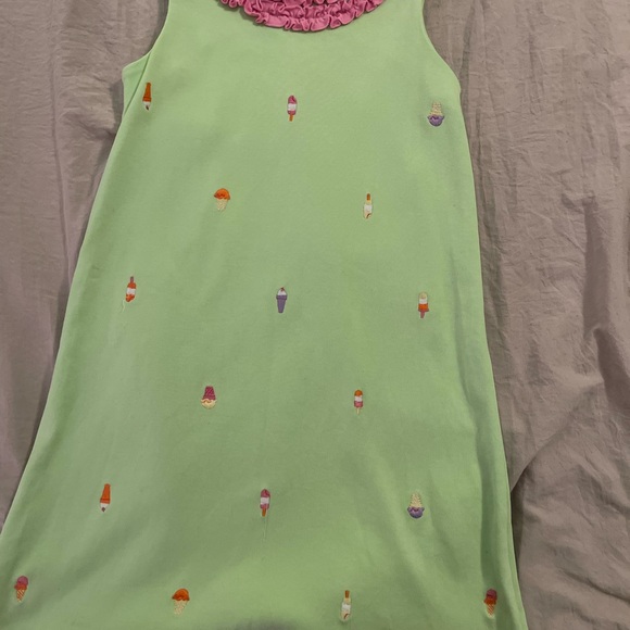 Green Kids Dress with Pink Accents summertime fun icecream size 8 - Picture 2 of 2